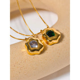 CZ Pendant Stainless Steel Necklace Stylish Jewelry