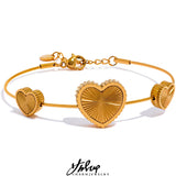 Charm Heart Stainless Steel 18K Plated Jewelry Bangle Bracelet Women Gift