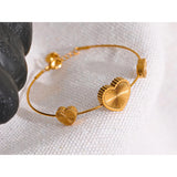 Charm Heart Stainless Steel 18K Plated Jewelry Bangle Bracelet Women Gift