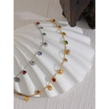 Colorful CZ Chain Necklace Stainless Steel Collar Jewelry for Women