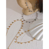 Colorful CZ Chain Necklace Stainless Steel Collar Jewelry for Women