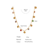 Colorful CZ Chain Necklace Stainless Steel Collar Jewelry for Women