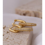Geometric Drop Earrings for Women - CZ Plated Copper Jewelry Gift