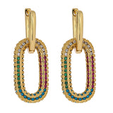 Geometric Drop Earrings for Women - CZ Plated Copper Jewelry Gift
