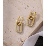 Geometric Drop Earrings for Women - CZ Plated Copper Jewelry Gift