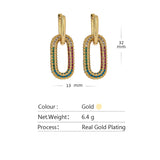 Geometric Drop Earrings for Women - CZ Plated Copper Jewelry Gift