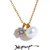 Stainless Steel CZ Pearl Pendant Necklace Jewelry Gift