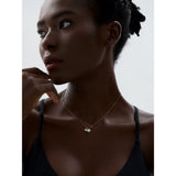 Stainless Steel CZ Pearl Pendant Necklace Jewelry Gift