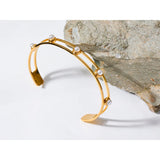 Pearls 18K Stainless Steel Cuff Bracelet Bangle Waterproof Jewelry