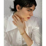Pearls 18K Stainless Steel Cuff Bracelet Bangle Waterproof Jewelry