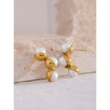 Unique Pearl Stainless Steel Stud Earrings for Women
