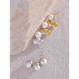 Unique Pearl Stainless Steel Stud Earrings for Women
