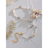 Japan Measly Beads Grey Stone Pearl Necklace Women Jewelry