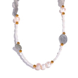 Japan Measly Beads Grey Stone Pearl Necklace Women Jewelry