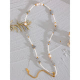 Japan Measly Beads Grey Stone Pearl Necklace Women Jewelry