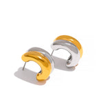 Minimalist Silver Double Stainless Steel Thick Charm Stud Earrings
