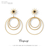 Multi-Layer Dangle Earrings Stainless Steel Geometric Statement for Women