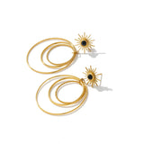 Multi-Layer Dangle Earrings Stainless Steel Geometric Statement for Women