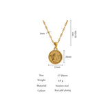 Stainless Steel Angel Pendant Necklace 18K Plated Round Charm Collar Jewelry
