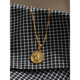 Stainless Steel Angel Pendant Necklace 18K Plated Round Charm Collar Jewelry
