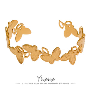 Golden Butterfly Open Charm Bracelet for Women
