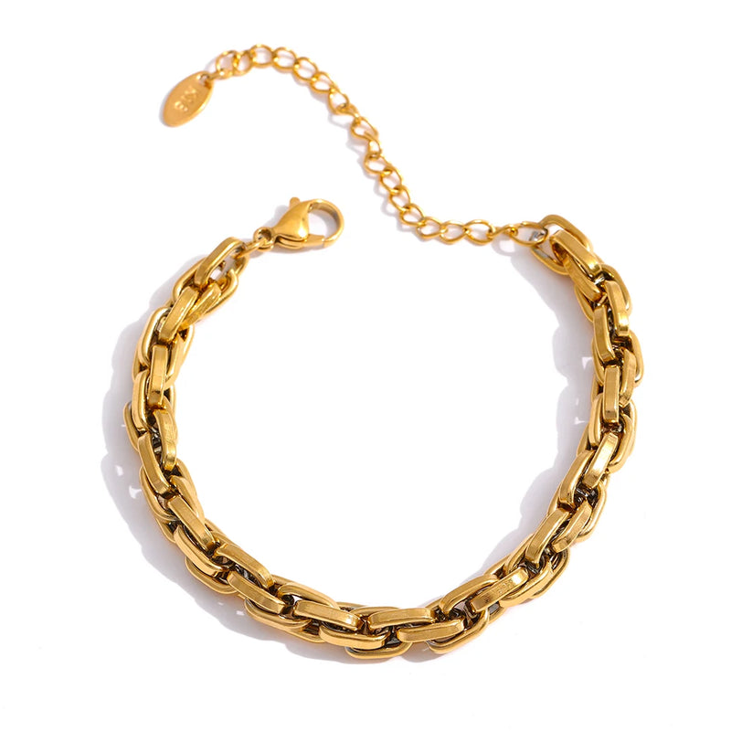 Stainless Steel Chain Bracelet 18K PVD Plated Charm for Women Party Girls
