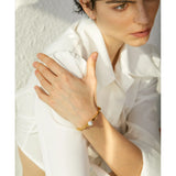 Stainless Steel Bamboo Cuff Bracelet Bangle Shell Pearl Texture