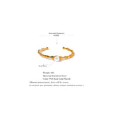 Stainless Steel Bamboo Cuff Bracelet Bangle Shell Pearl Texture