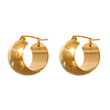 Stainless Steel Hoop Earrings Golden Metal Geometric Jewelry