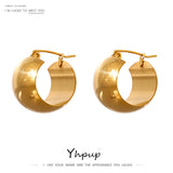 Stainless Steel Hoop Earrings Golden Metal Geometric Jewelry