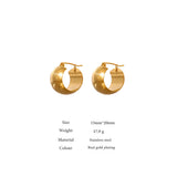 Stainless Steel Hoop Earrings Golden Metal Geometric Jewelry