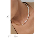 Stainless Steel Natural Pearl Chain Necklace Choker