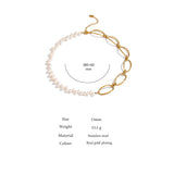 Stainless Steel Natural Pearl Chain Necklace Choker