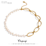Stainless Steel Natural Pearl Chain Necklace Choker