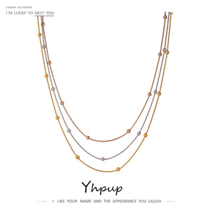 Stainless Steel Layered Necklace for Women Metal 14K Plated Choker