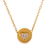 Heart CZ Pendant Necklace for Women Collar Golden Charm Jewelry Gift