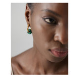 Stainless Steel Round Hoop Earrings Natural Stone Jewelry