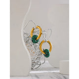 Stainless Steel Round Hoop Earrings Natural Stone Jewelry
