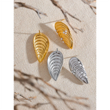 Stainless Steel Conch Charm Stud Earrings Titanium