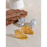 Stainless Steel Conch Charm Stud Earrings Titanium