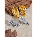 Stainless Steel Conch Charm Stud Earrings Titanium