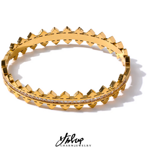 Geometric CZ Bangle 18k Stainless Steel Bracelet
