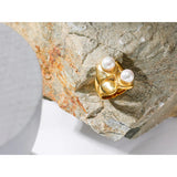 Golden Cast Ring with Shell Pearl for Women