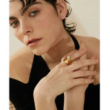 Golden Cast Ring with Shell Pearl for Women