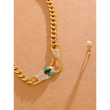 Snake Head CZ Stainless Steel Chain Gold Necklace 18K Plated