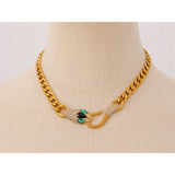 Snake Head CZ Stainless Steel Chain Gold Necklace 18K Plated