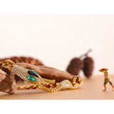 Snake Head CZ Stainless Steel Chain Gold Necklace 18K Plated