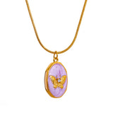 Pink Butterfly Pendant Necklace for Women