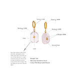 Pink Stone Geometric Dangle Earrings with Snake Charm
