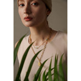 Portrait Head Pendant Necklace Stainless Steel Eye Chain Double Layered Jewelry